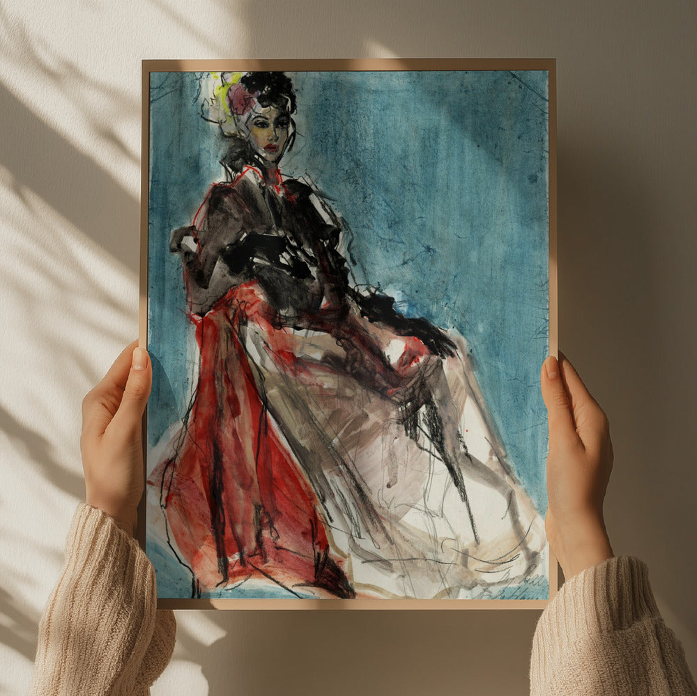 Elegant Pose of Woman Portrait Art Print