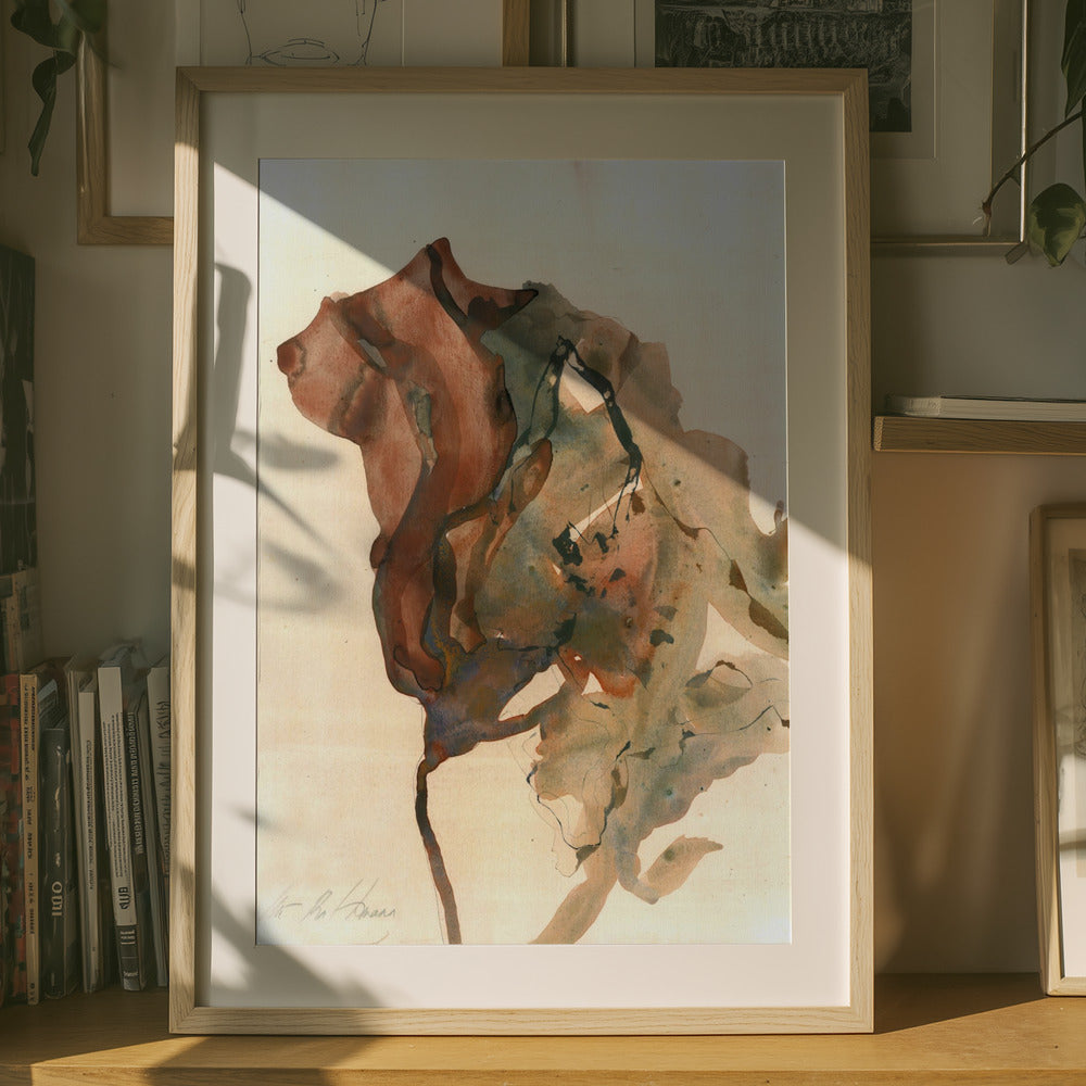 Organic Shapes in Earthy Tones of Brown and Green Art Print