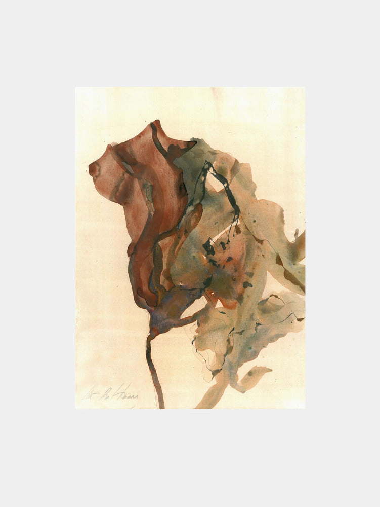 Organic Shapes in Earthy Tones of Brown and Green Art Print