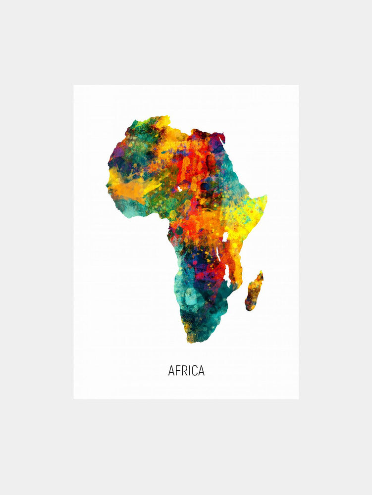 Africa Watercolor Map Art Print