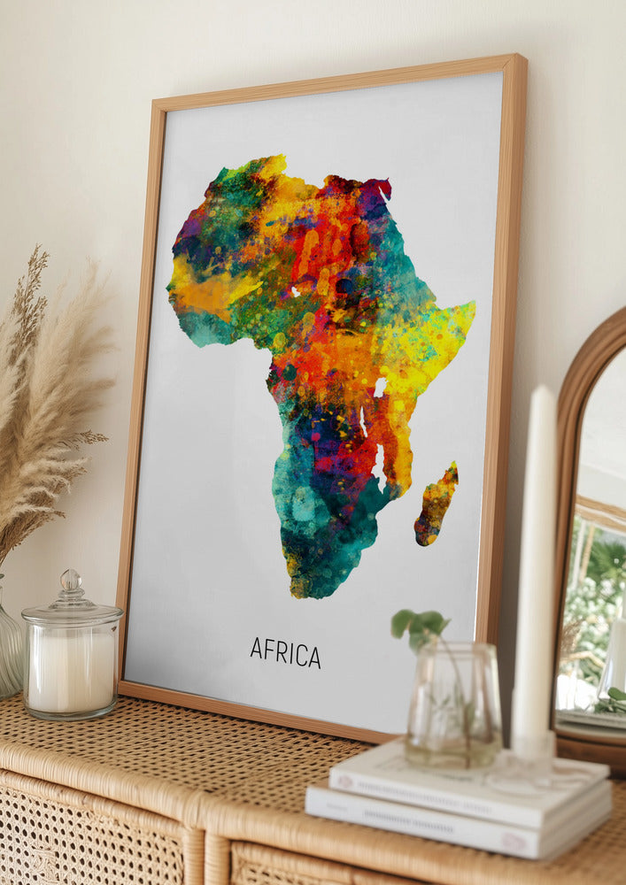 Africa Watercolor Map Art Print