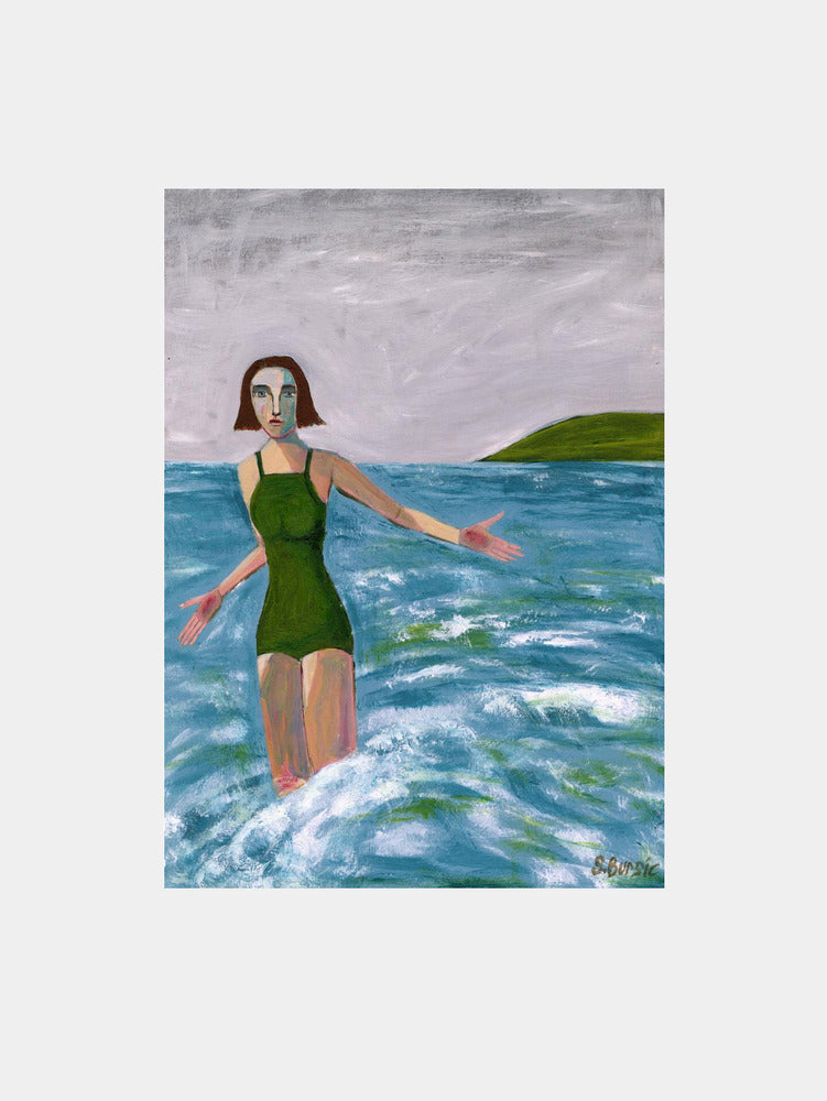 Pensive Swimmer Grey Sea