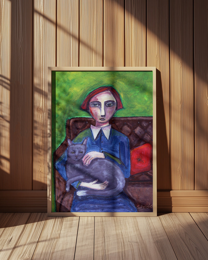 Pensive Woman and Cat