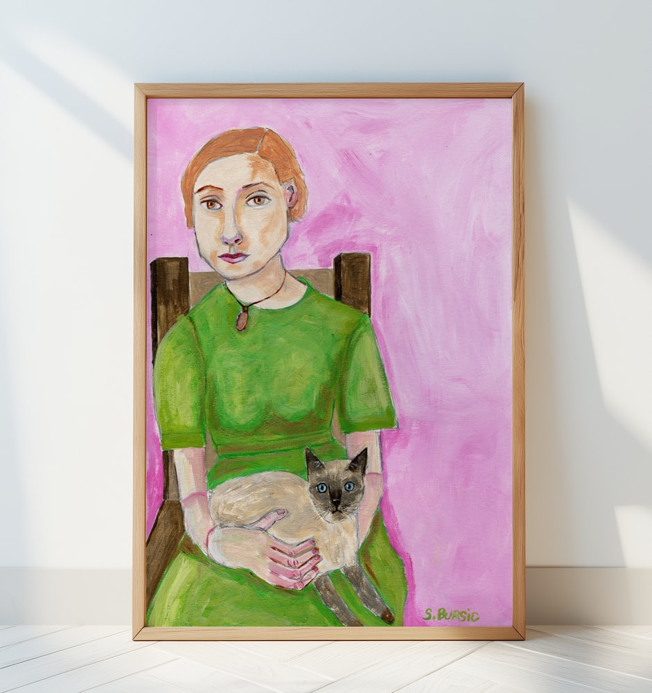 Woman With Siamese Cat