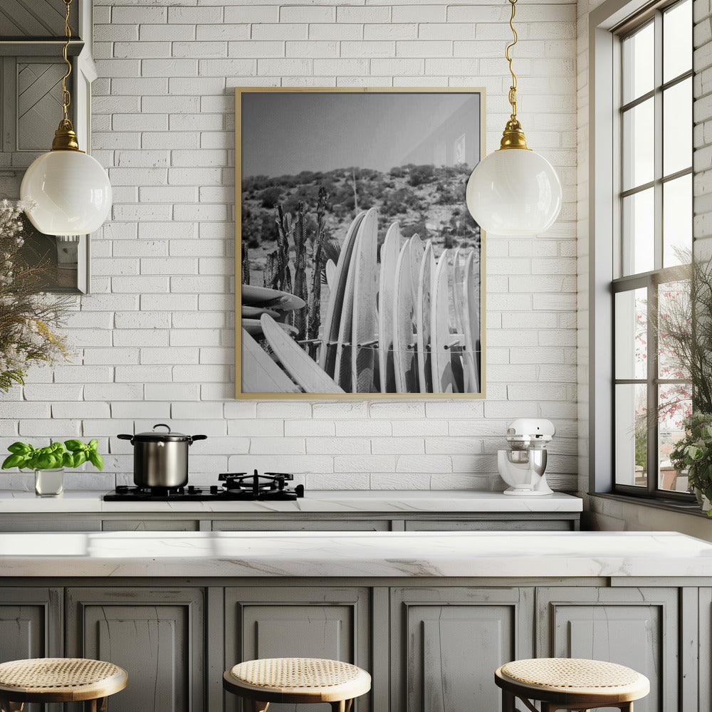 Surfboards in Black and White Art Print