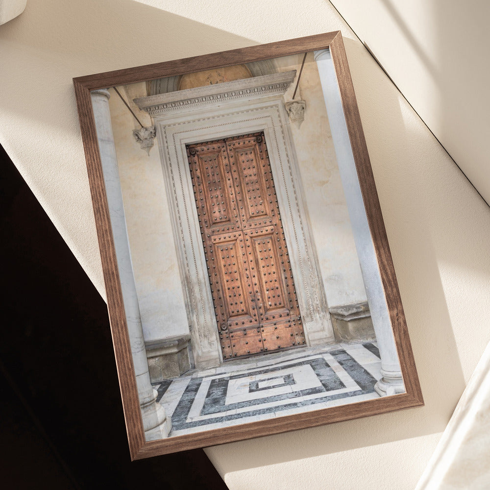 Ancient brown door Art Print