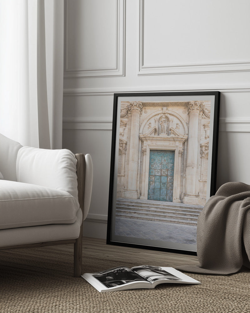 Church door in Lecce, Italy Art Print