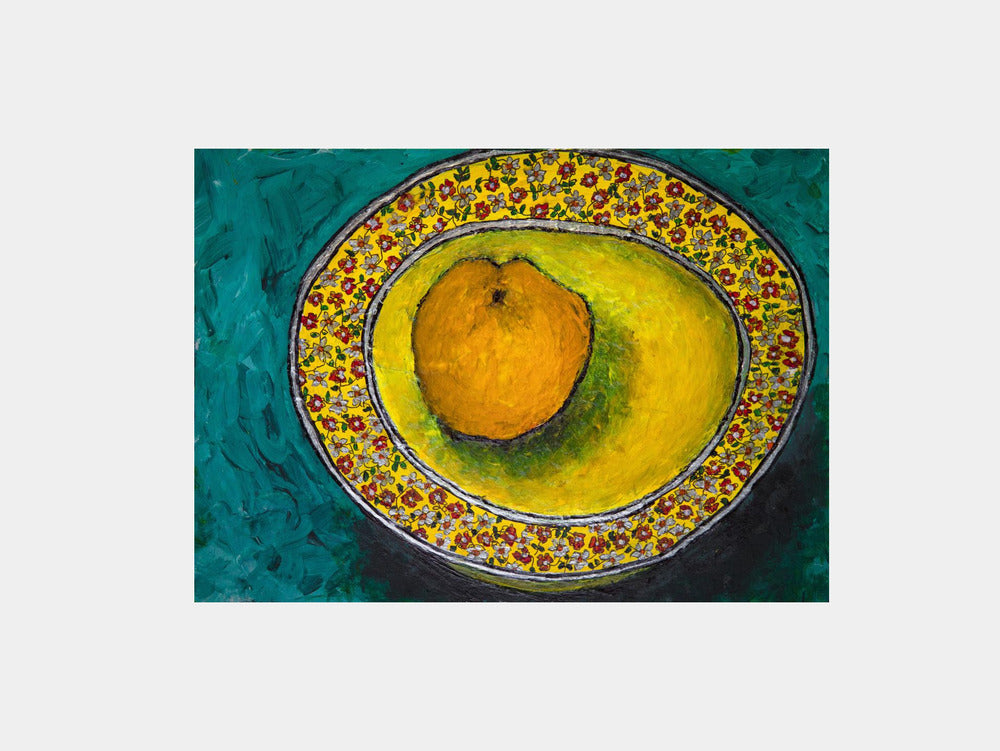 Orange in Floral Bowl