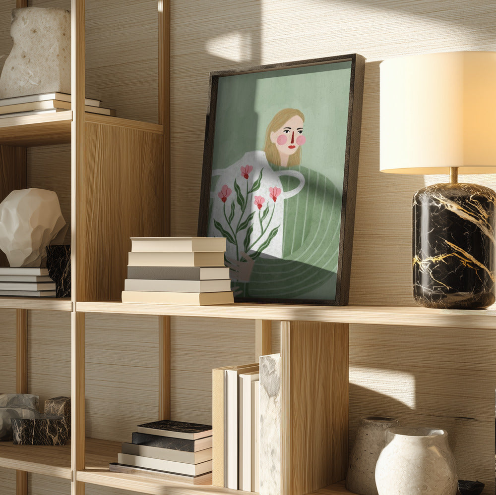 The Woman With Pink Vase Art Print