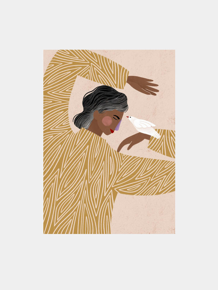 The Woman With a Bird Art Print