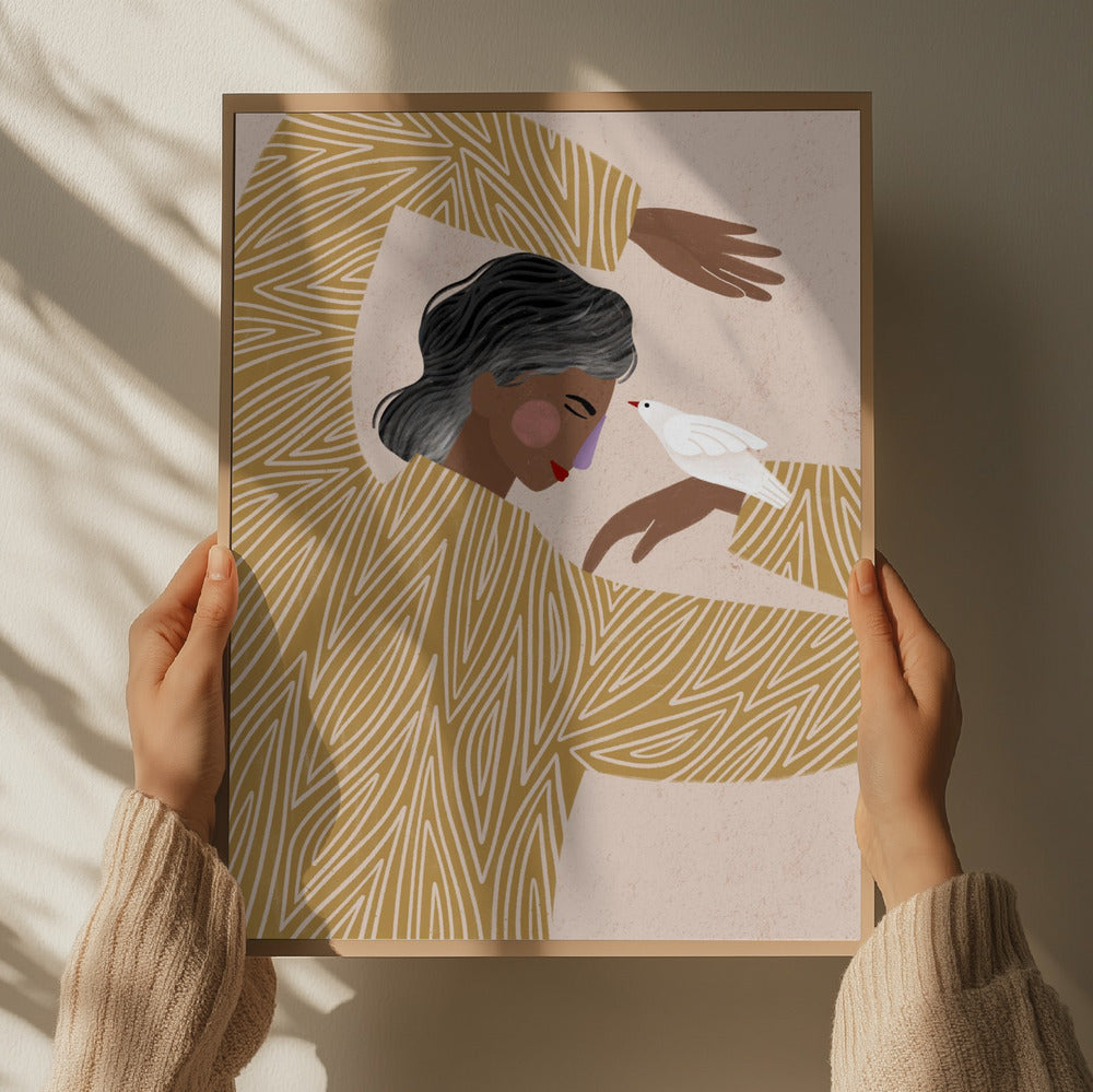 The Woman With a Bird Art Print