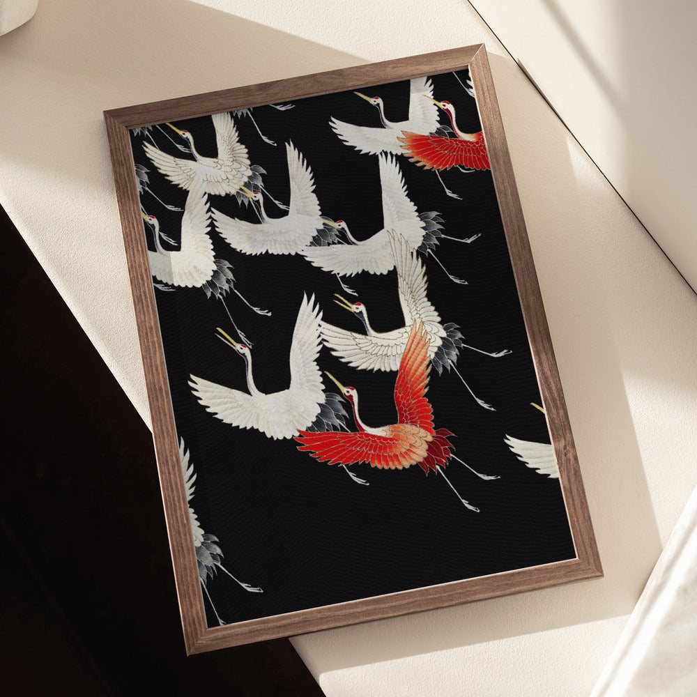 Furisode With a Myriad of Flying Cranes (1910–1920) Art Print