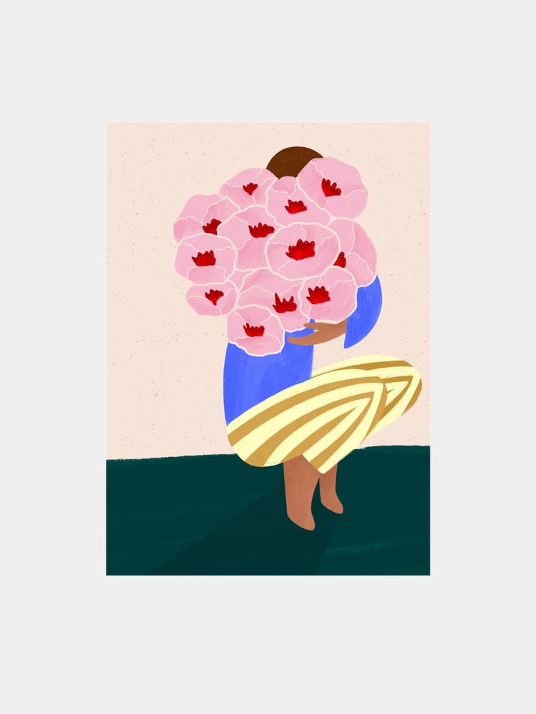 Woman With Pink Flowers
