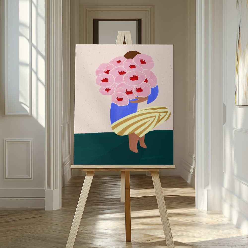 Woman With Pink Flowers