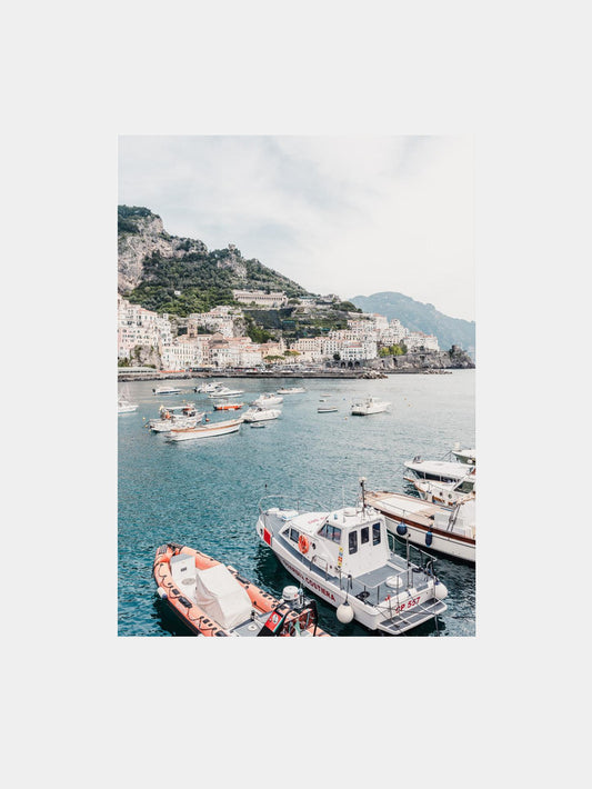 Amalfi coast with boats Art Print