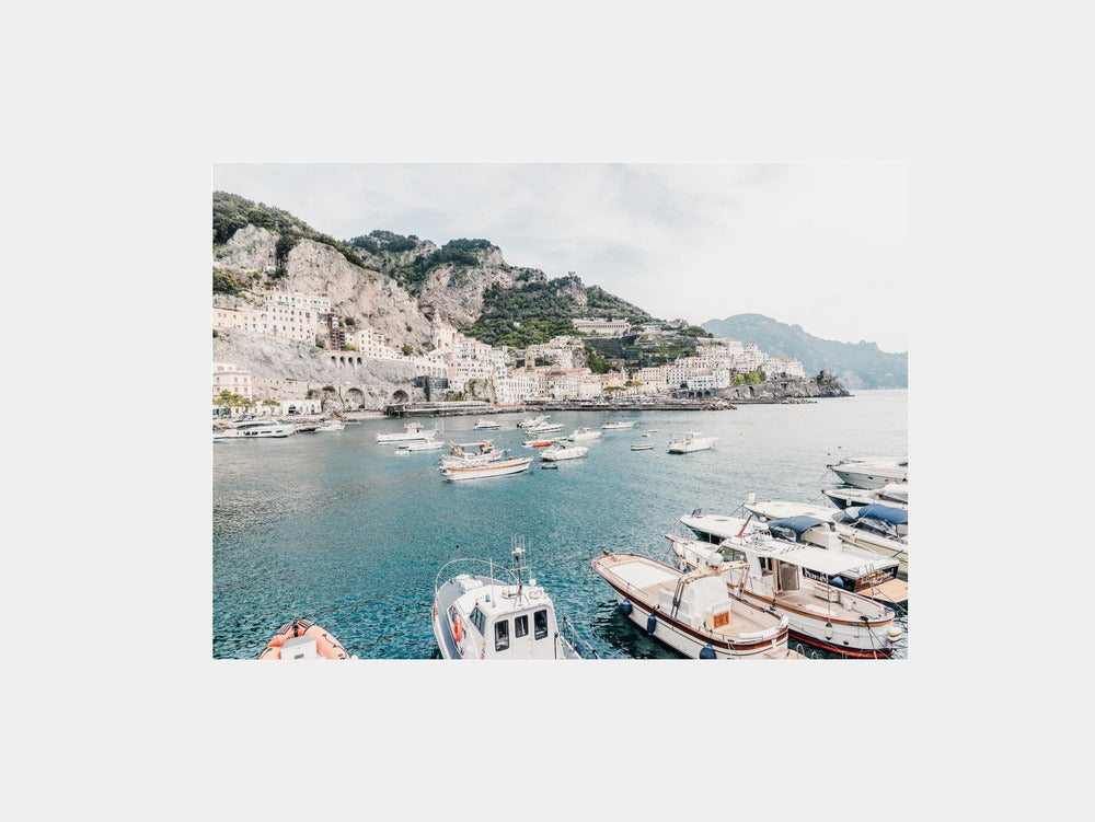 Amalfi coast with boats Art Print