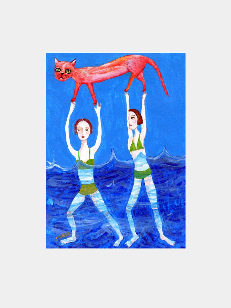 Whimsical Cat Swim