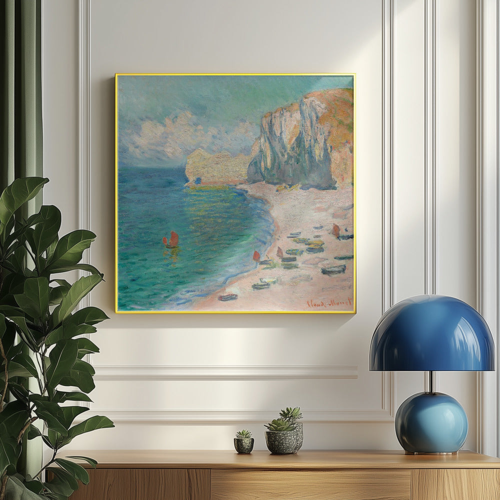 Monet: "The Beach and the Falaise D'amont (1885)" Art Print