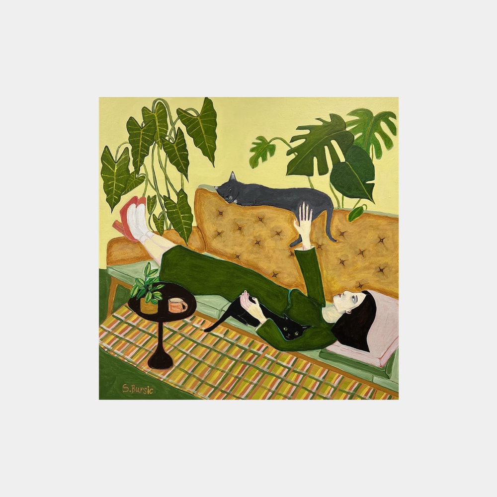 Relaxed Woman With Cats