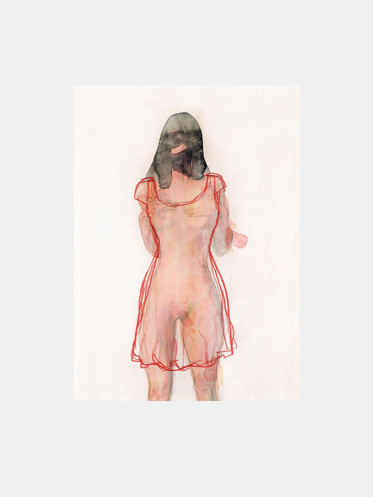 Figure Study (red Dress) Art Print