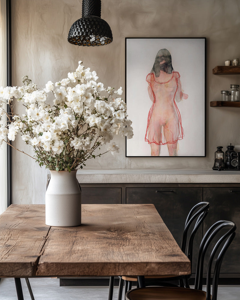 Figure Study (red Dress) Art Print