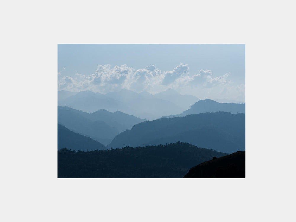 Layers of mountains in the Himalayas Art Print