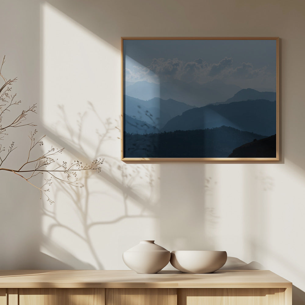 Layers of mountains in the Himalayas Art Print