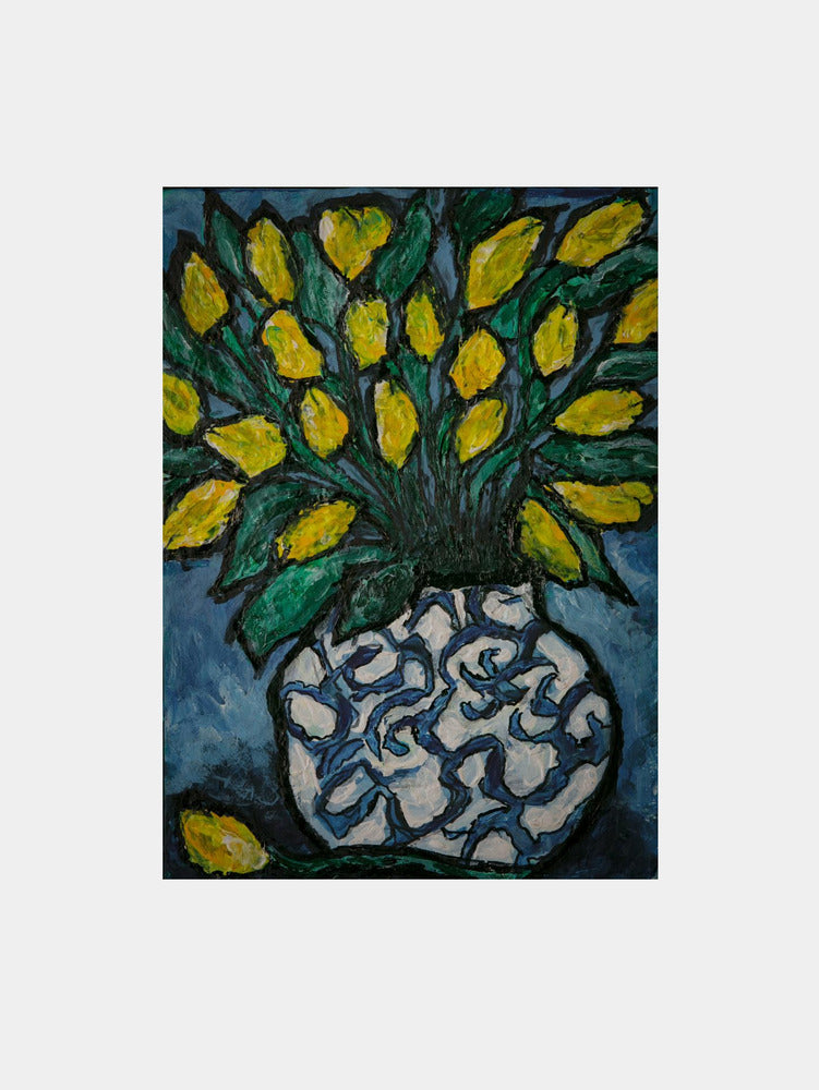 Blue Vase with Lemons