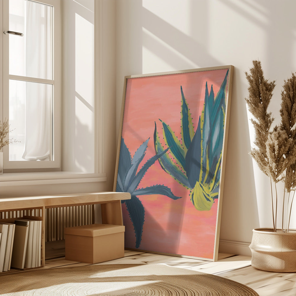 Pink Coral Cacti Art Print