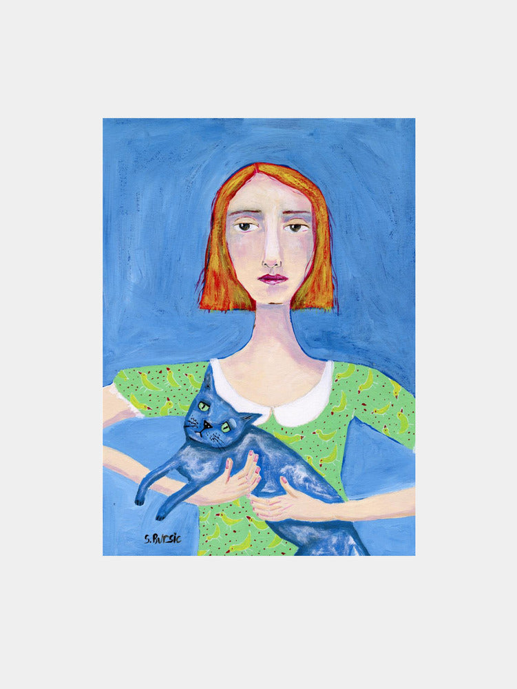 Redhead with Blue Cat