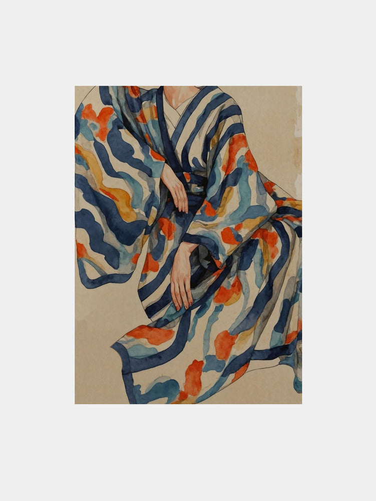 Flowing Kimono Patterns Sun Art Print