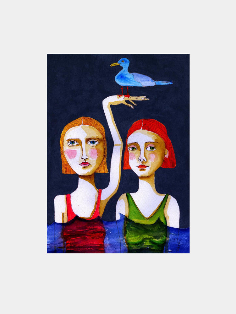 Two Swimmers Blue Bird