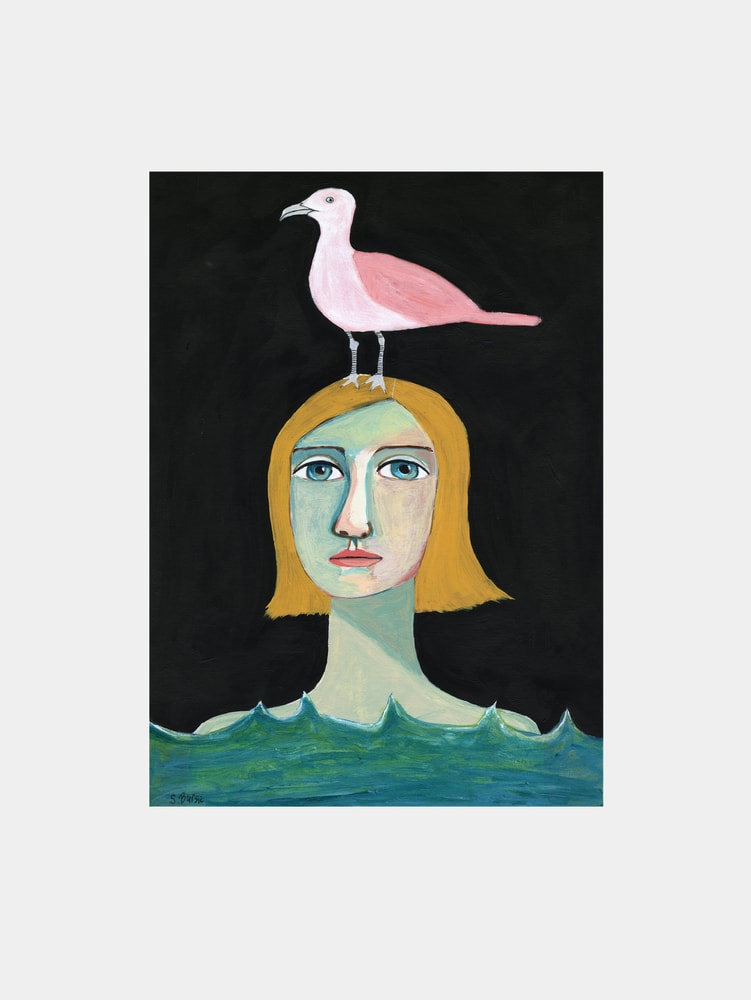 Woman and Pink Bird
