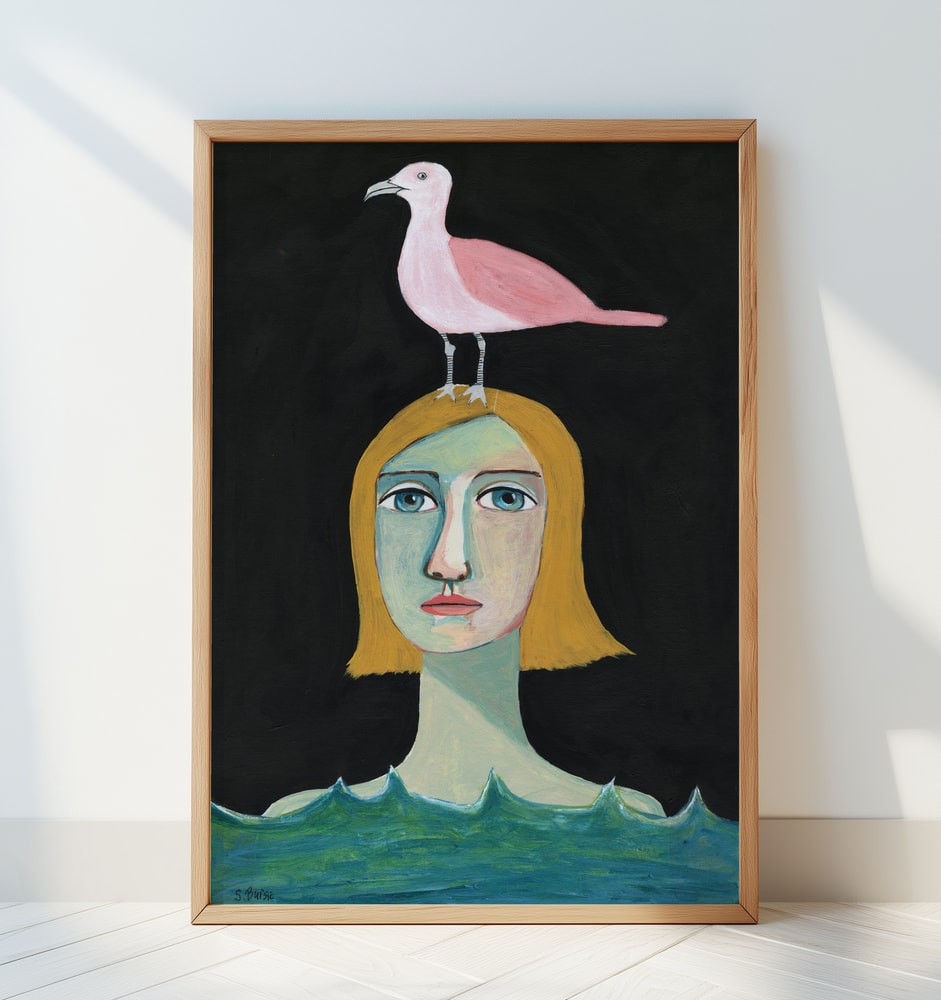Woman and Pink Bird