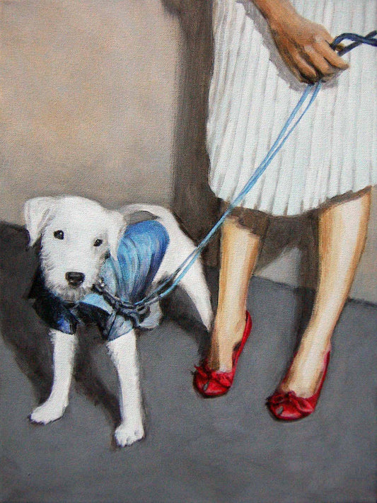 Woman with White Dog