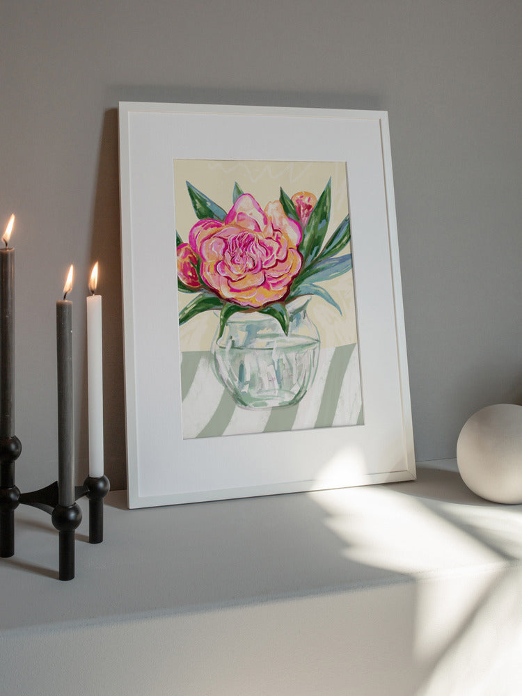 Peony in Glass Vase Art Print