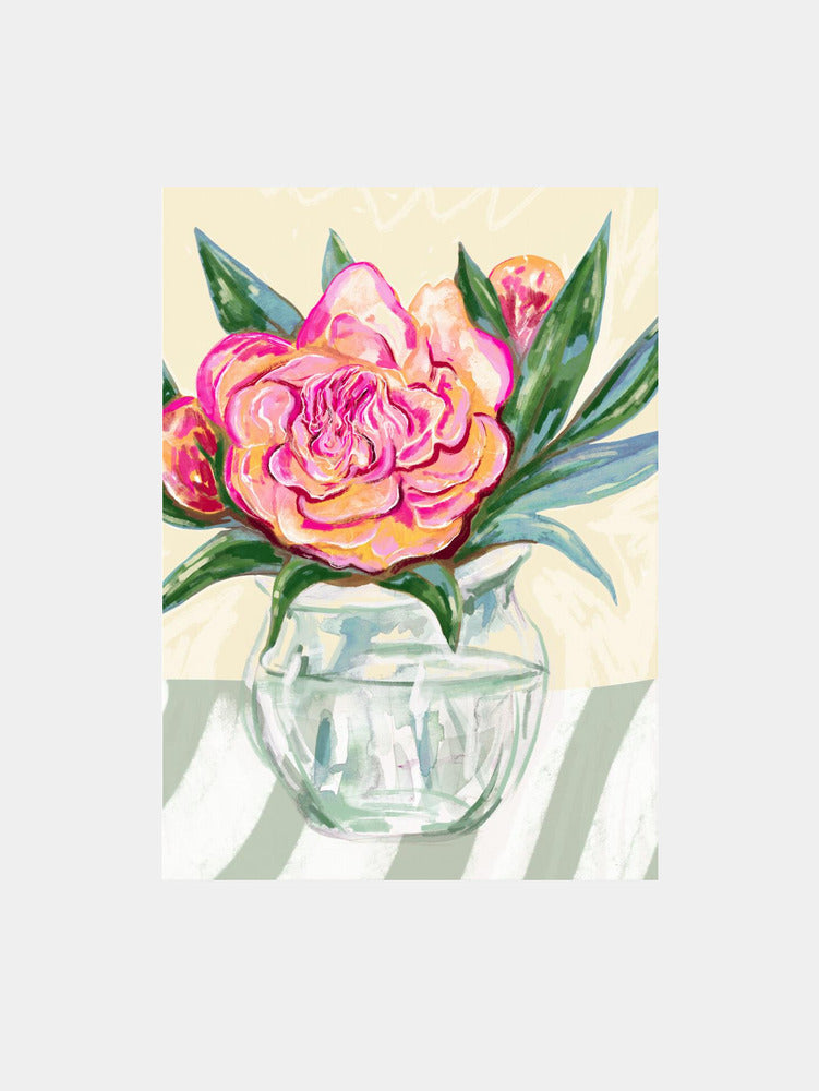 Peony in Glass Vase Art Print
