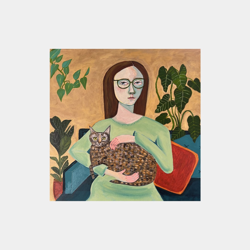 Cozy Woman Cat Companion