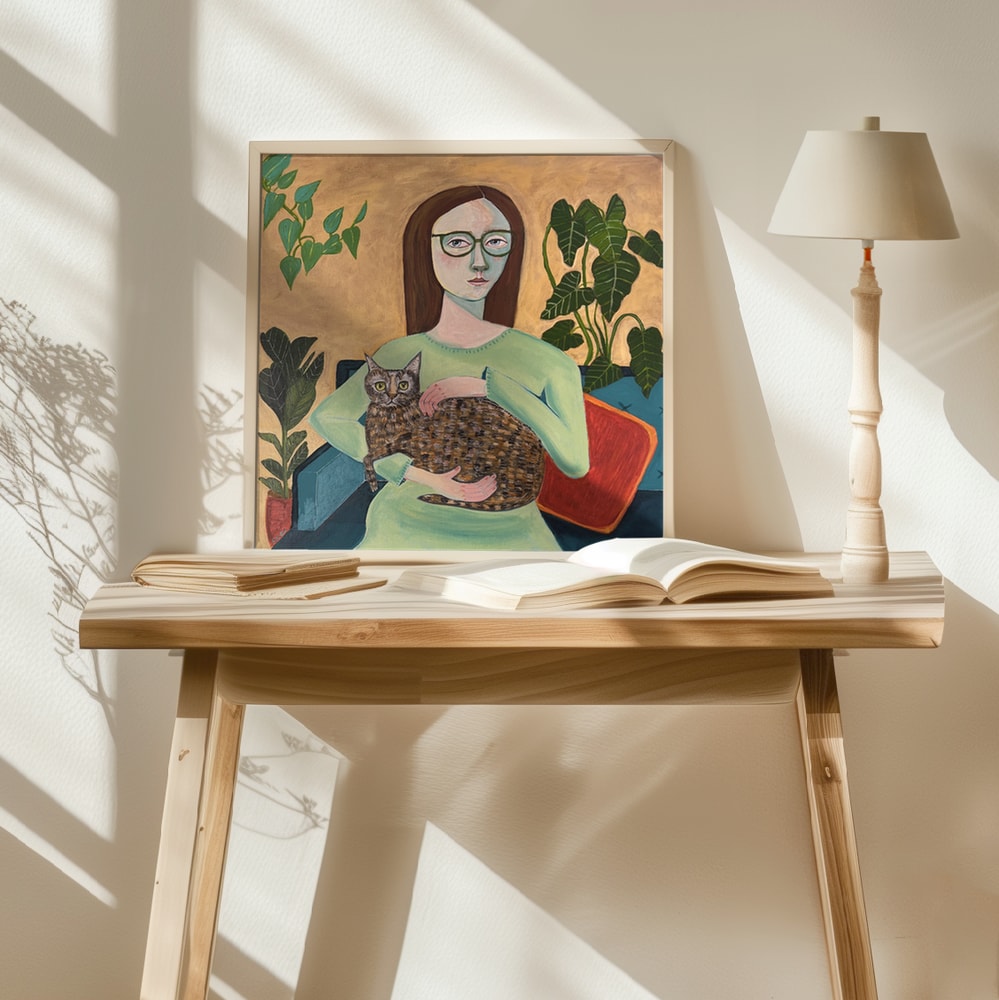 Cozy Woman Cat Companion