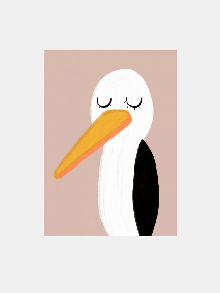 Peaceful Stork With Closed Eyes Art Print