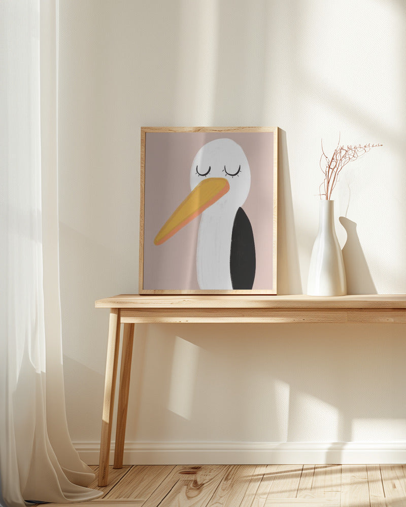 Peaceful Stork With Closed Eyes Art Print