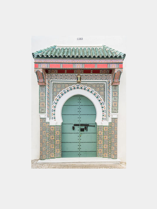 Colorful green door in Tangier, Morocco Art Print