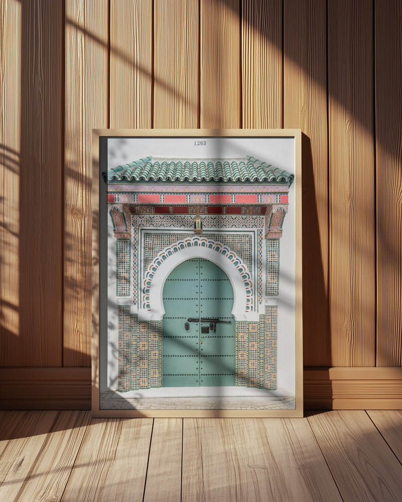 Colorful green door in Tangier, Morocco Art Print