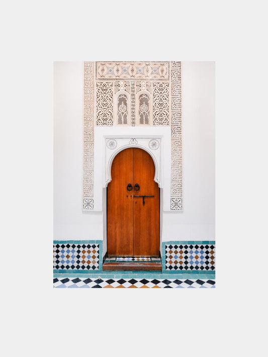 Arabian art of a facade in Marrakesh Art Print