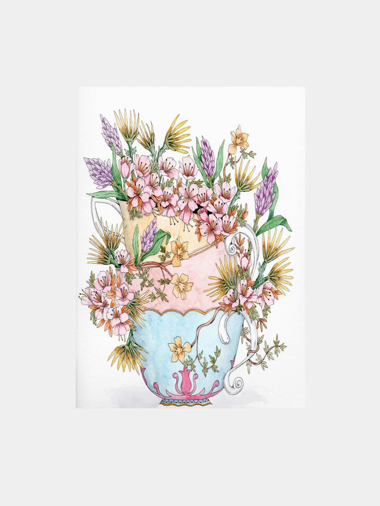 Stacked Floral Teacups
