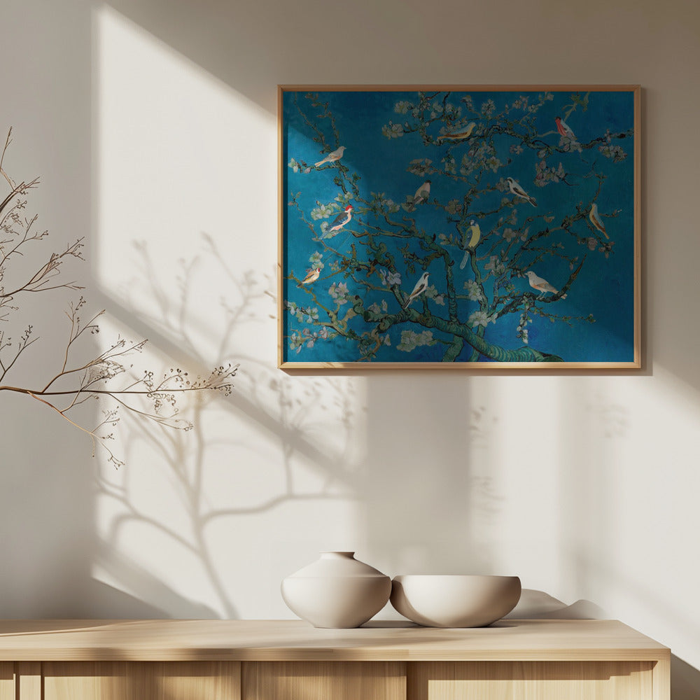 Birds In the Almond Blossom Art Print