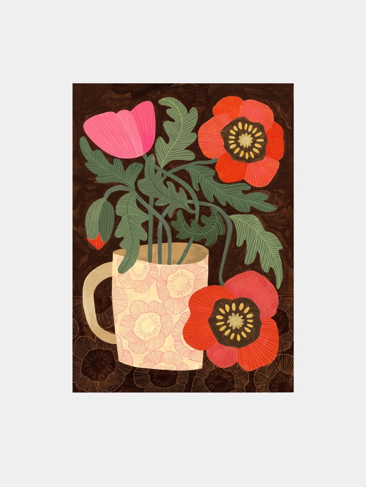 Poppies in a Pink Mug