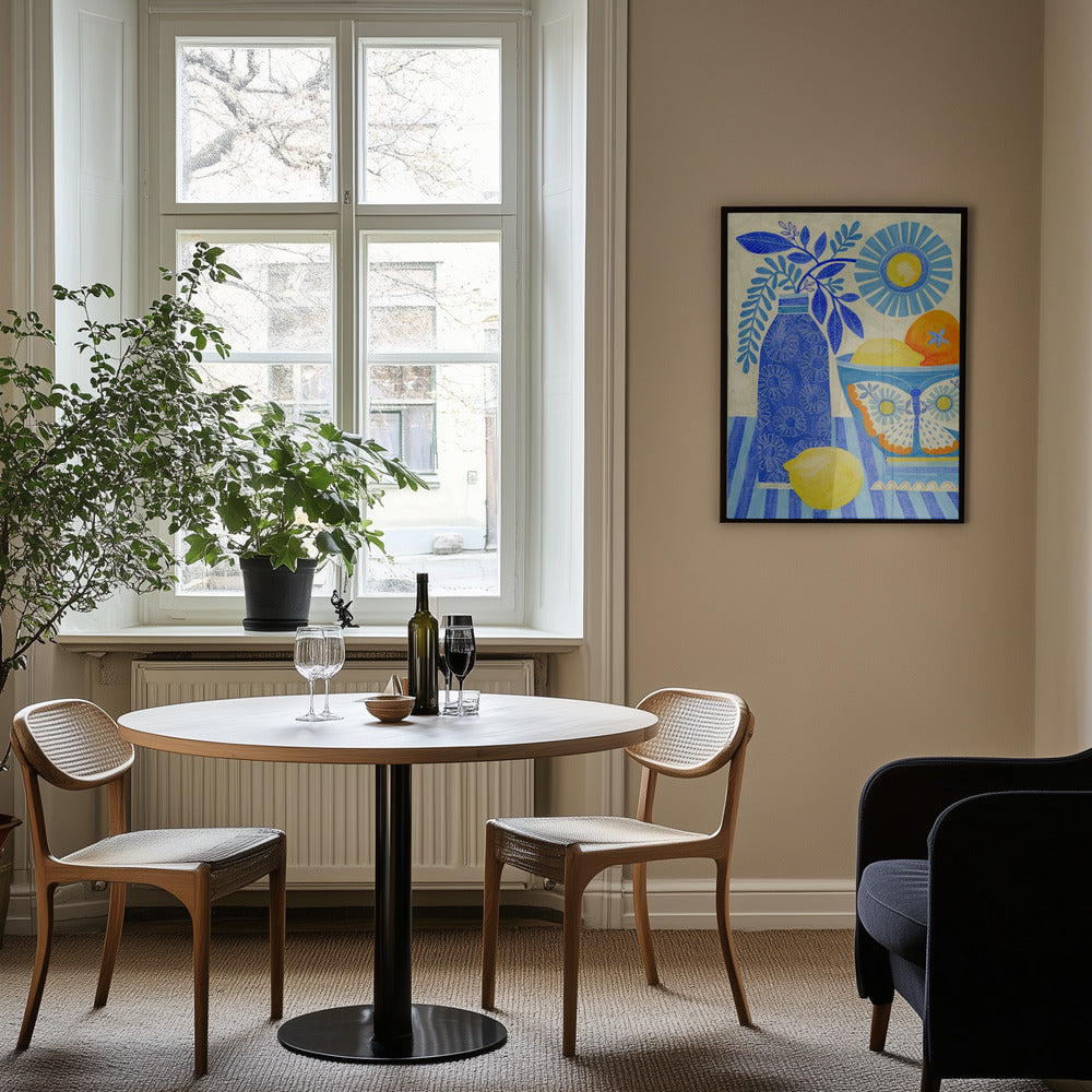 Butterfly Fruit Bowl Art Print