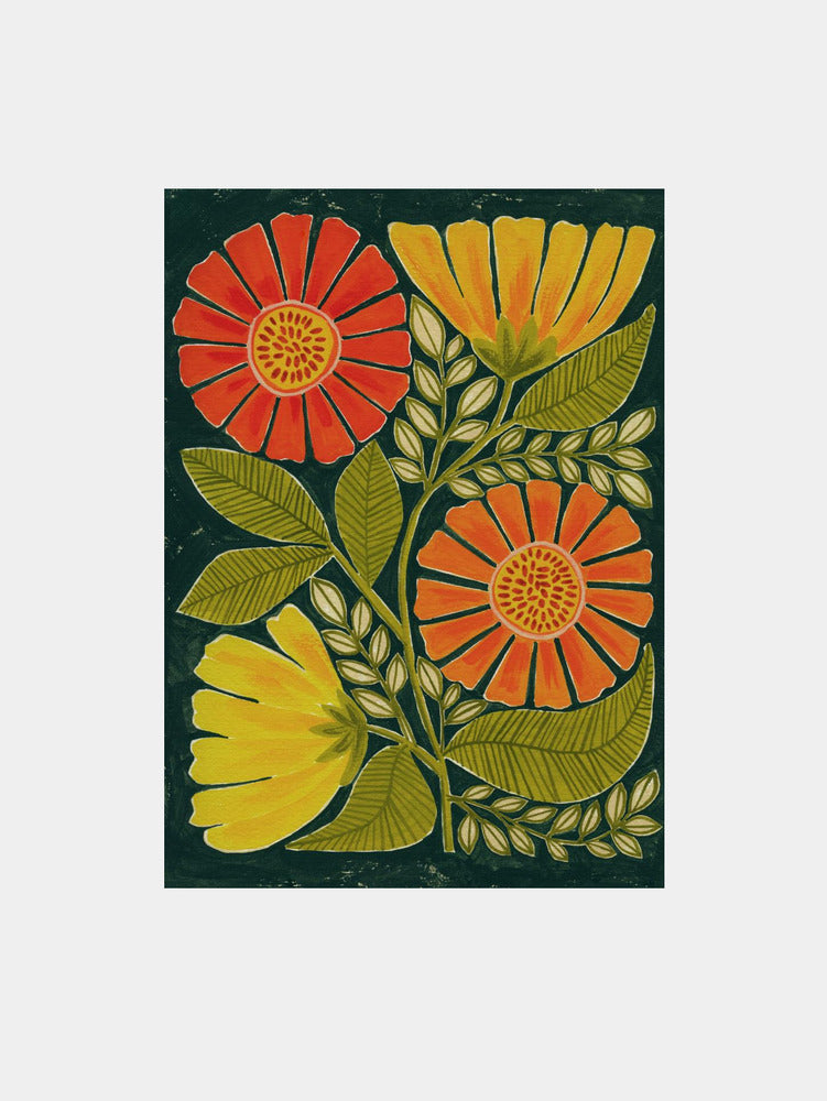 Vibrant Orange And Yellow Flowers Art Print