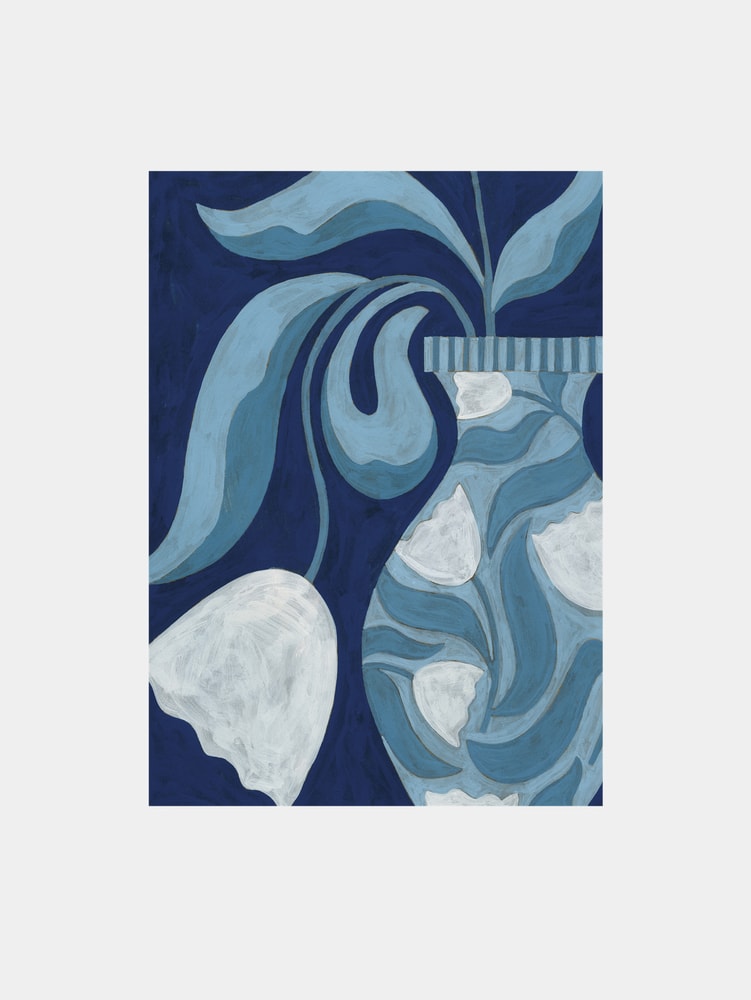 Indigo Floral Vase